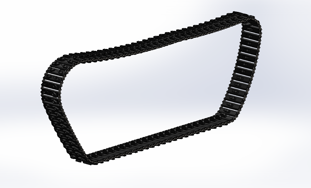 CAD animation of the vehicle's tracked drive loop in motion.
