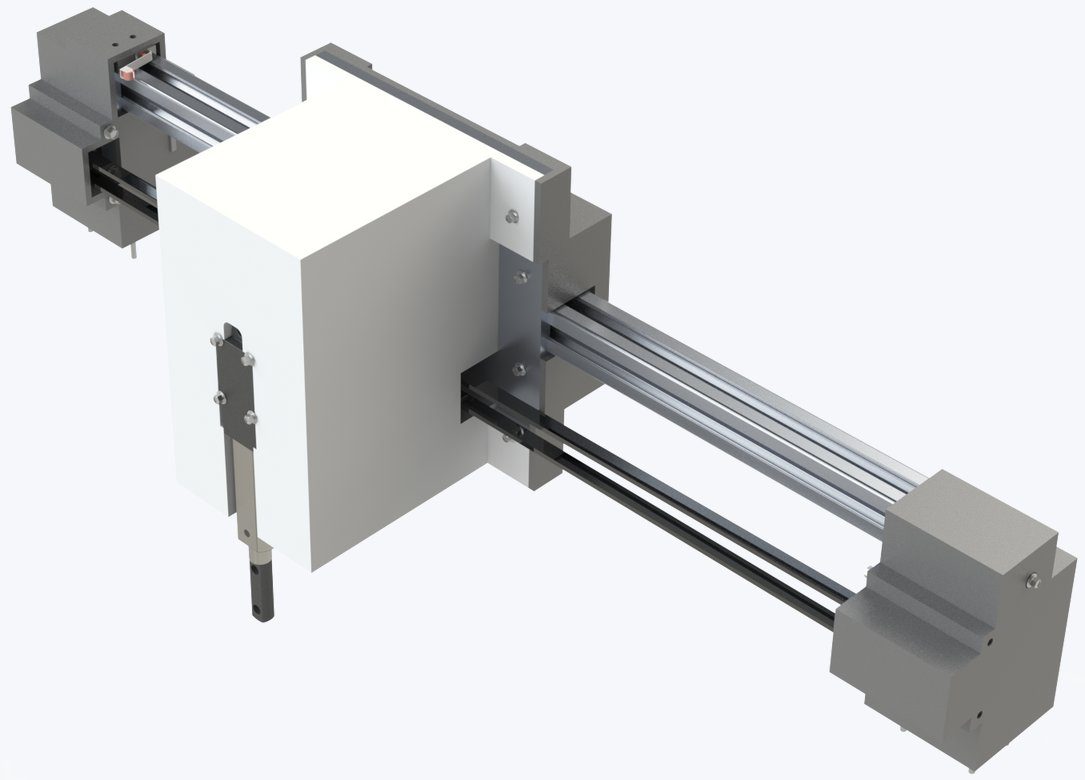 The transverse translation gantry that moves the tapping head across the surface.